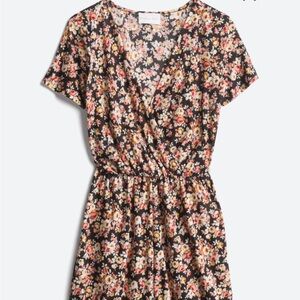 French Grey Flower Romper Medium